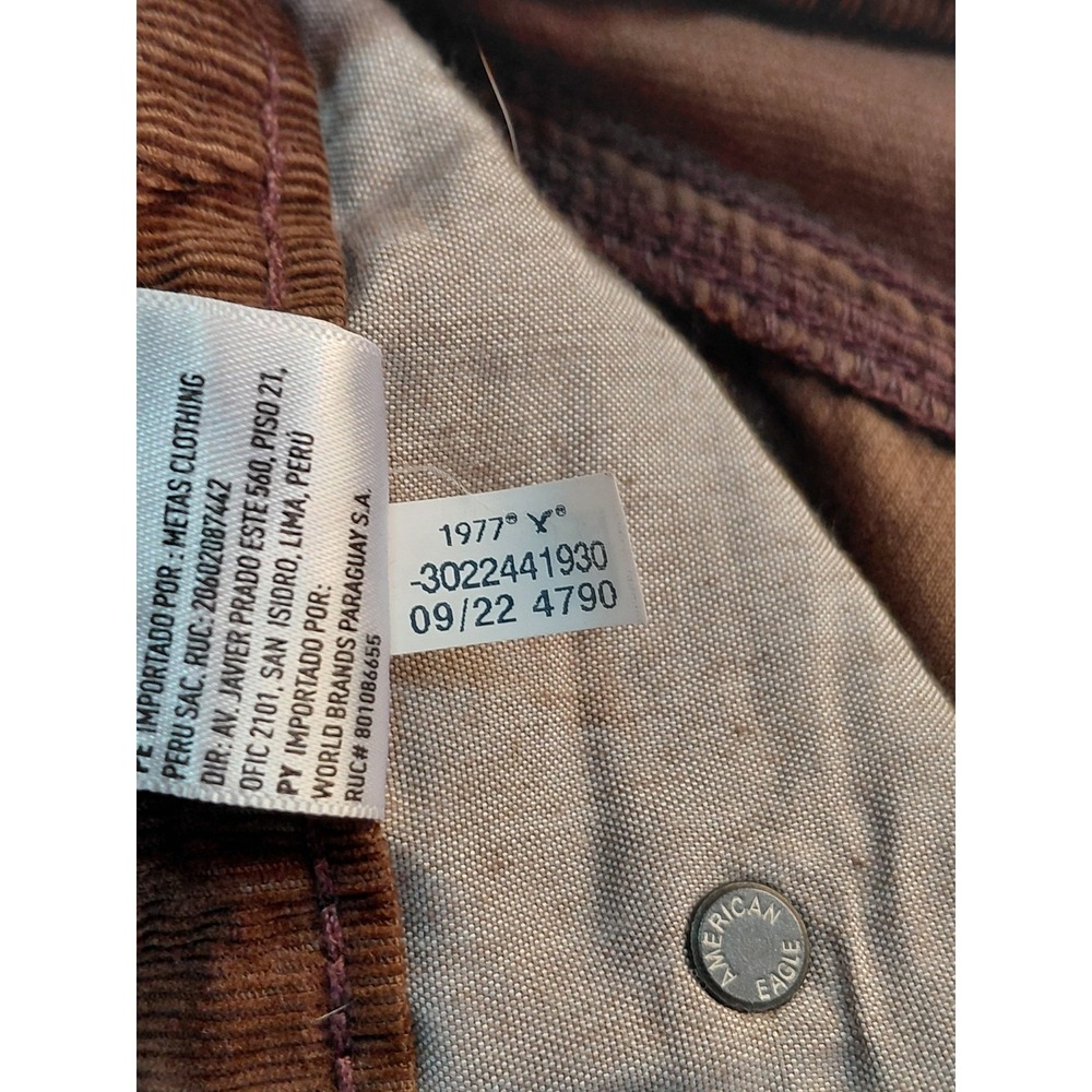 American Eagle Corduroy Low Rise Skater Jean Women's 14 Reg Brown Baggy Wide Leg - Picture 9 of 15